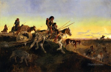 seeking new hunting ground 1891 Charles Marion Russell Oil Paintings